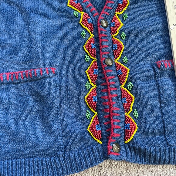 Vintage Beaded Aztec Bohemian Indie Native American Inspired Sweater Vest Size M - Picture 4 of 7